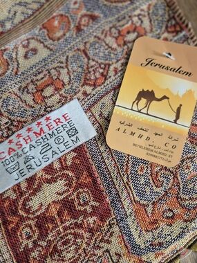 Jerusalem 100% Cashmere  Large Rust Paisley Scarf